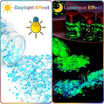 Glow in The Dark Body Eye Glitter, Cridoz 15 Colors High Luminous Face Glitter Cosmetic Eyeshadow Glow Glitter for Hair Eyeshadow, Festival Carnival Party Halloween Makeup