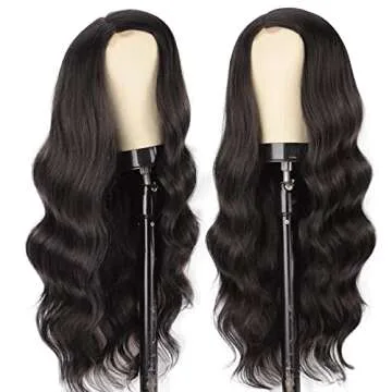 N NAYASA Long Black Wavy Wigs for Women Side Part Black Wig Natural Looking Synthetic Heat Resistant Fiber Wigs Hair for Daily Party Use (2#)