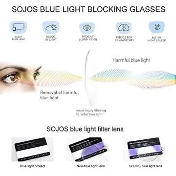 SOJOS Square Blue Light Blocking Glasses for Women