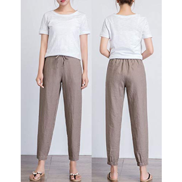 Chic IXIMO Women's Linen Tapered Pants for Everyday Style