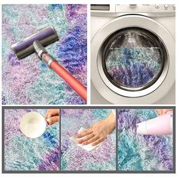 Meeting Story Shaggy Tie Dye Rugs for Girls Living Room Nursery Kids, Fluffy Shag Fuzzy Soft Carpet for Bedroom, Indoor Foyer Floor Mat, Thick Plush Bedside Area Rug Non-Skid (Blue Purple,3'x5')