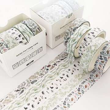 YUBX 5 Rolls Washi Tape Set Creative Basic Skinny Decorative Tapes for Arts, DIY Crafts, Bullet Jour...