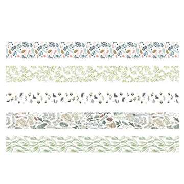 YUBX 5 Rolls Washi Tape Set Creative Basic Skinny Decorative Tapes for Arts, DIY Crafts, Bullet Journals, Planners, Scrapbooking, Wrapping (Vine)