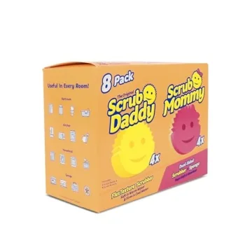 Scrub Daddy Sponges 4ct + Scrub Mommy 4ct - Scratch-Free Multipurpose Dish Sponges - BPA Free & Made...