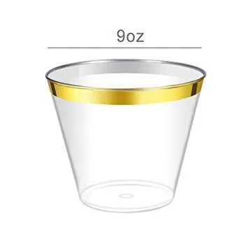 AZURIWARE Elegant Gold Rim Disposable Cups - Perfect for Events