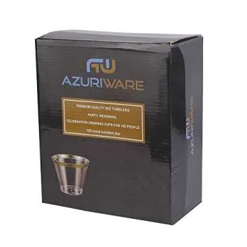 AZURIWARE Elegant Gold Rim Disposable Cups - Perfect for Events