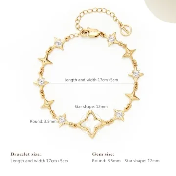 Cicy Bell 18k Gold Plated Adjustable Bracelet with Zirconia