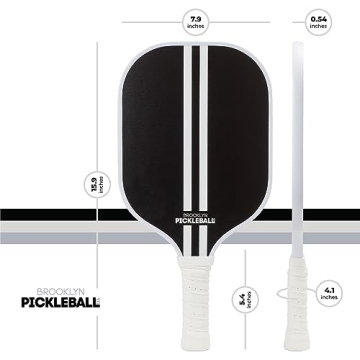 Brooklyn Pickleball Co. | Carbon Fiber Paddle | USAPA Approved | Honeycomb Core | Cushioned Grip | Single Pickle-Ball Racket | 2024 Black Racing Stripe Pickle Ball Paddles