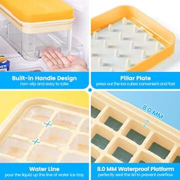 PHINOX Flexible Ice Cube Tray with Lid & Bin