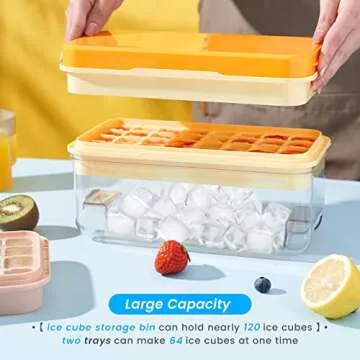 PHINOX Flexible Ice Cube Tray with Lid & Bin