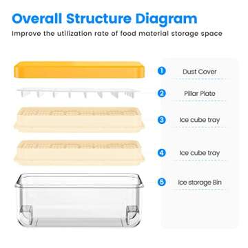 PHINOX Flexible Ice Cube Tray with Lid & Bin