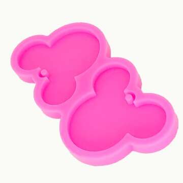 Guratapa Shiny Glossy Cute Mouse Head Shape Silicone Molds for DIY Craft Keychain Polymer Clay Mold Epoxy Pendant Resin Crafting Making Cake Decoration Fondant Mould