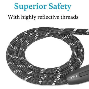 iYoShop Durable Slip Lead Dog Leash with Padded Handle and Highly Reflective Threads, No Pull Dog Training Leash, (1/2" x 6 FT, Black)