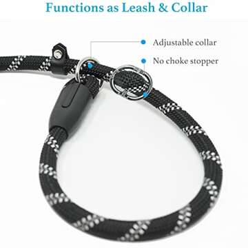 iYoShop Durable Slip Lead Dog Leash with Padded Handle and Highly Reflective Threads, No Pull Dog Training Leash, (1/2" x 6 FT, Black)