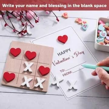 FestalMart Valentines Day Gifts for Kids-12 Pack Valentines Cards with Wooden Tic Tac Toe - Valentine Gift Kids Classroom Exchange Cards for Toddlers Boys Girls School Party Favors