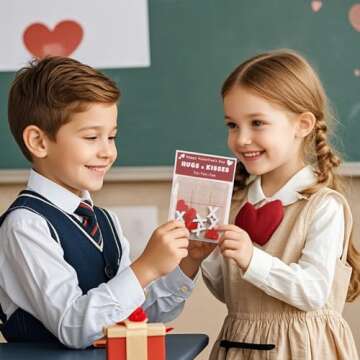 FestalMart Valentines Day Gifts for Kids-12 Pack Valentines Cards with Wooden Tic Tac Toe - Valentine Gift Kids Classroom Exchange Cards for Toddlers Boys Girls School Party Favors