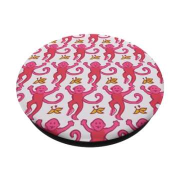 Pink Roller Monkey Funny Cute Rabbit monkey PopSockets Standard PopGrip