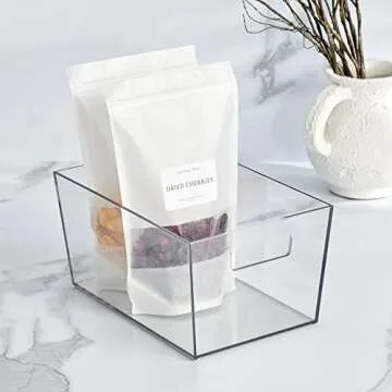 Nate Home by Nate Berkus Plastic Bin with Handles | for Pantry Organization Perfect Organizer for Ki...