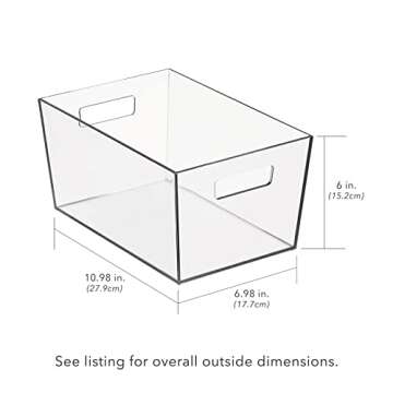 Nate Home by Nate Berkus Plastic Bin with Handles | for Pantry Organization Perfect Organizer for Kitchen Storage or Fridge from mDesign - Set of 2, Clear