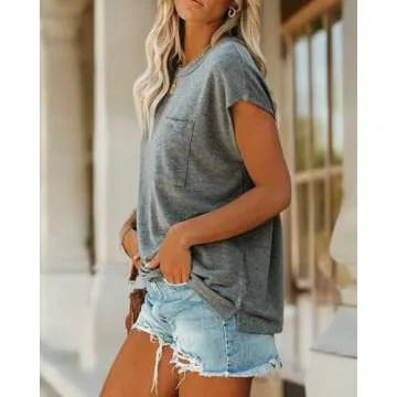 WMZCYXY Womens Tank Top Summer Tops Sleeveless T Shirt Crew Neck Casual Loose Fitting Shirts with Pocket (Grey,Medium)