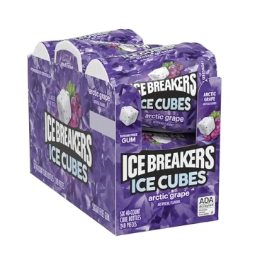 ICE BREAKERS Arctic Grape Sugar Free Gum Bottles - 6 Count, 40 Pieces