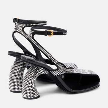 Kapxumo Women's Flip-flop High Heel Sandals Ankle Strap Block Heel Sandals Square Toe Cutout Leather Dress Shoes Adjustable Buckle Strappy Pumps for Party