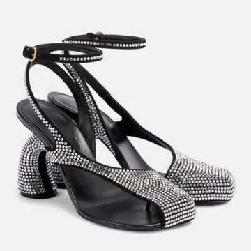 Kapxumo Women's Flip-flop High Heel Sandals Ankle Strap Block Heel Sandals Square Toe Cutout Leather Dress Shoes Adjustable Buckle Strappy Pumps for Party