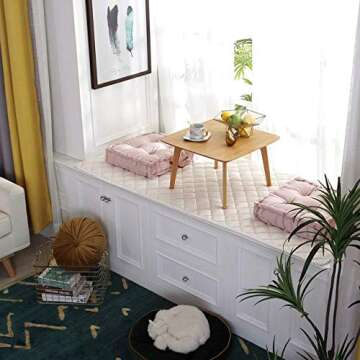 Wociud Square Thick Floor Seating Cushions,Solid Thick Tufted Cushion Meditation Pillow Square Floor Pillow Seating with Carrying Handle,Sofa Balcony Tatami Pad (Pink)