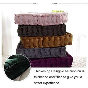 Wociud Square Thick Floor Seating Cushions,Solid Thick Tufted Cushion Meditation Pillow Square Floor Pillow Seating with Carrying Handle,Sofa Balcony Tatami Pad (Pink)