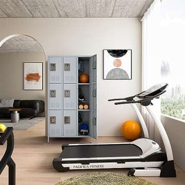 BYNSOE Metal Locker 9 Doors Employees Locker Storage Cabinet Locker School Hospital Gym Locker Requires Assembly (Gray-9 Doors 36" w)