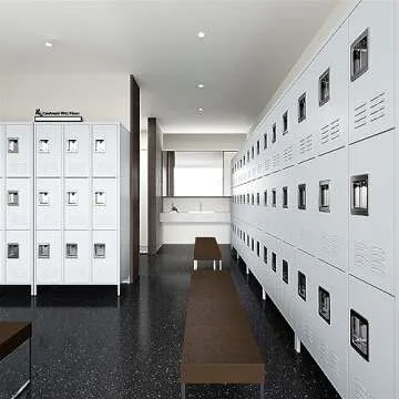 BYNSOE Metal Locker 9 Doors Employees Locker Storage Cabinet Locker School Hospital Gym Locker Requires Assembly (Gray-9 Doors 36" w)