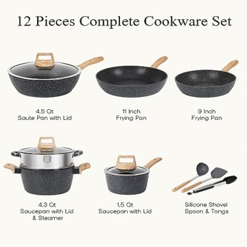 12pcs Non Stick Induction Kitchen Cookware Set