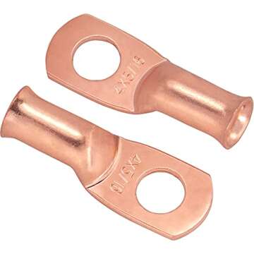 10pcs 4 Awg - 5/16" (M8) Sanuke Wire Lugs Ring Terminal Connectors Ends, UL Listed Heavy Duty for Battery Cable Lug Wire Electrical Eyelets with 3:1 Dual Wall Adhesive Heat Shrink