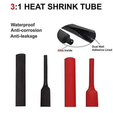 10pcs 4 Awg - 5/16" (M8) Sanuke Wire Lugs Ring Terminal Connectors Ends, UL Listed Heavy Duty for Battery Cable Lug Wire Electrical Eyelets with 3:1 Dual Wall Adhesive Heat Shrink