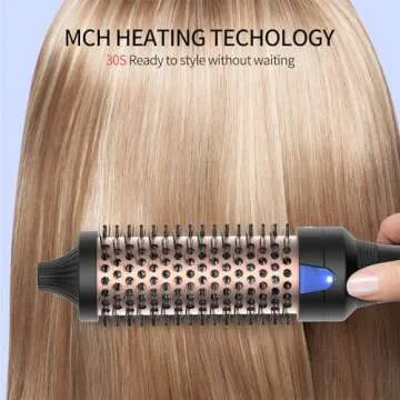 K&K Heated Curling Brush - 1.5 Inch Ceramic Tourmaline Ionic Volumizing Hot Brush for Root Volume & Loose Curls (Black)