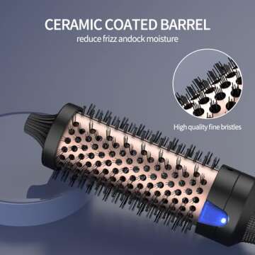 K&K Heated Curling Brush - 1.5 Inch Ceramic Tourmaline Ionic Volumizing Hot Brush for Root Volume & Loose Curls (Black)
