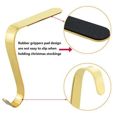 Poualss Elegant Gold Christmas Stocking Holders