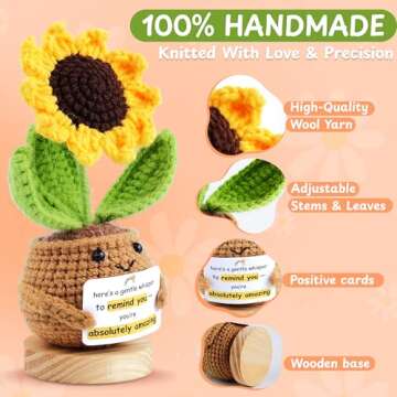 Sunflower Crochet Doll - Handmade Emotional Support Gift