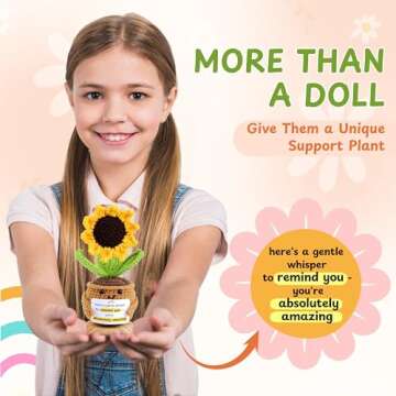 Sunflower Crochet Doll - Handmade Emotional Support Gift