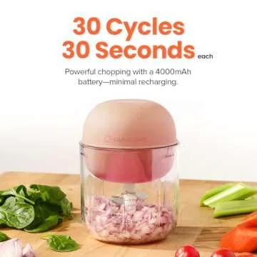 Nutricook Choppi Cordless Electric Vegetable Chopper & Mini Food Processor for Dicing, Shredding, Mincing, and Puree, Portable and Rechargeable, 2-Cup, 500 mL, 4000 mAh Battery, Canyon Sunset
