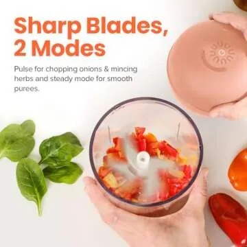 Nutricook Choppi Cordless Electric Vegetable Chopper & Mini Food Processor for Dicing, Shredding, Mincing, and Puree, Portable and Rechargeable, 2-Cup, 500 mL, 4000 mAh Battery, Canyon Sunset