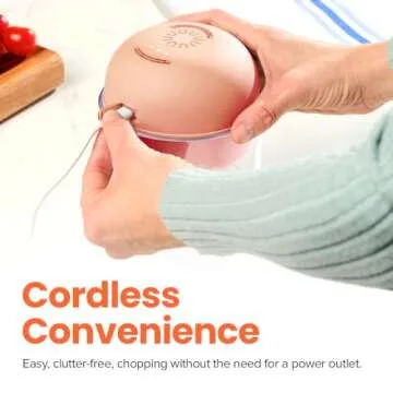 Nutricook Choppi Cordless Electric Vegetable Chopper & Mini Food Processor for Dicing, Shredding, Mincing, and Puree, Portable and Rechargeable, 2-Cup, 500 mL, 4000 mAh Battery, Canyon Sunset