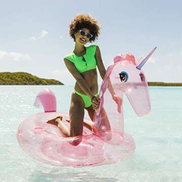 FUNBOY Giant Inflatable Glitter Unicorn, Luxury Float for Summer Pool Parties and Entertainment