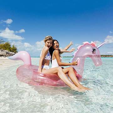 FUNBOY Giant Inflatable Glitter Unicorn, Luxury Float for Summer Pool Parties and Entertainment