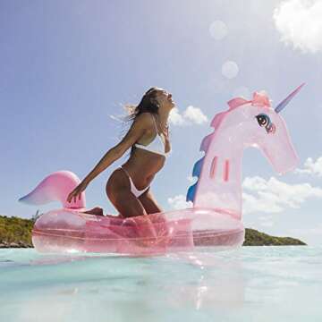 FUNBOY Giant Inflatable Glitter Unicorn, Luxury Float for Summer Pool Parties and Entertainment
