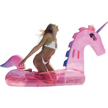 FUNBOY Giant Inflatable Glitter Unicorn, Luxury Float for Summer Pool Parties and Entertainment
