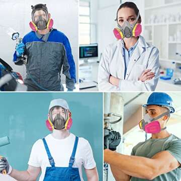 60923 Respirator Cartridge, Particulate Filter, for Half and Full Face Pieces, Effective Filtering Organic Vapors, Acid Gases and Particulates,1 Pair for Manufacturing, Laboratory, Construction