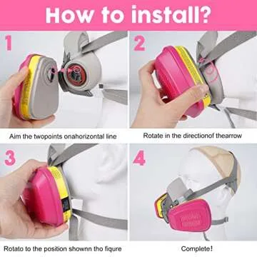 60923 Respirator Cartridge, Particulate Filter, for Half and Full Face Pieces, Effective Filtering Organic Vapors, Acid Gases and Particulates,1 Pair for Manufacturing, Laboratory, Construction