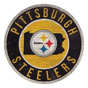 Fan Creations Pittsburgh Steelers Wood Sign 12 Inch Round State Design