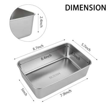 AKOLAFE 6PCS Stainless Steel Loaf Pan 8.5 x 5.5 Inch Banana Bread Pan for Homemade Bread Baking Pan ...